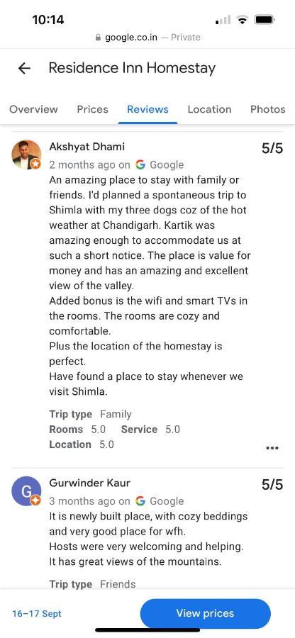 Residence Inn Homestay Shimla Bagian luar foto
